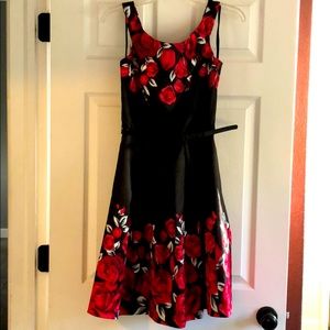White House Black Market red flower dress .